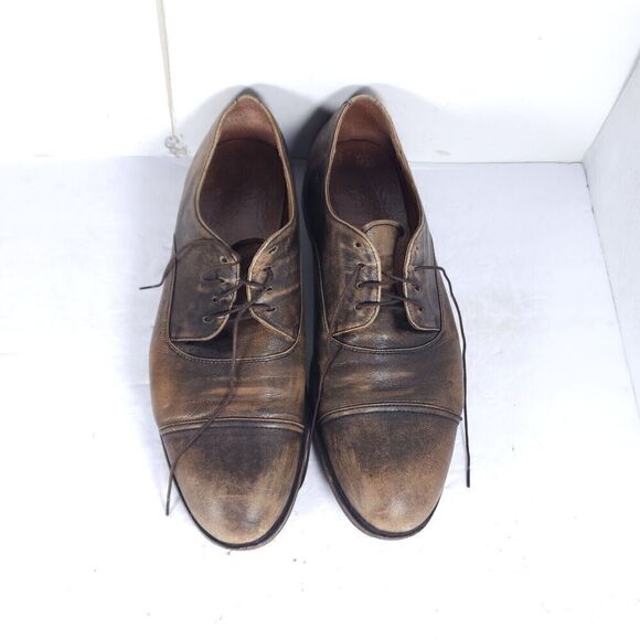 Frye Men's US11,5 Brown Distressed Leather Lace-Up Cap Toe Oxford Shoes - Picture 5 of 16